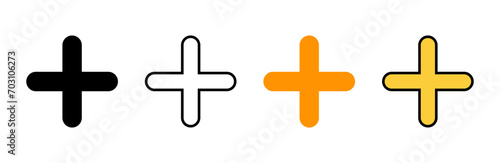Plus Icon set vector. Add plus sign and symbol