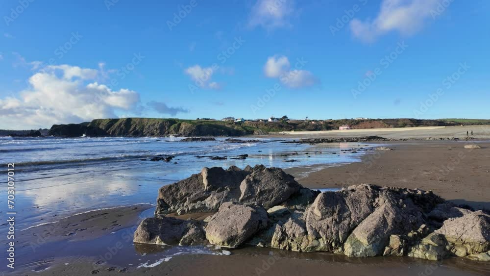 Winter beach on a cold sunny day Copper Coast Waterford Ireland Winter beach on a cold sunny day Copper Coast Waterford Ireland
