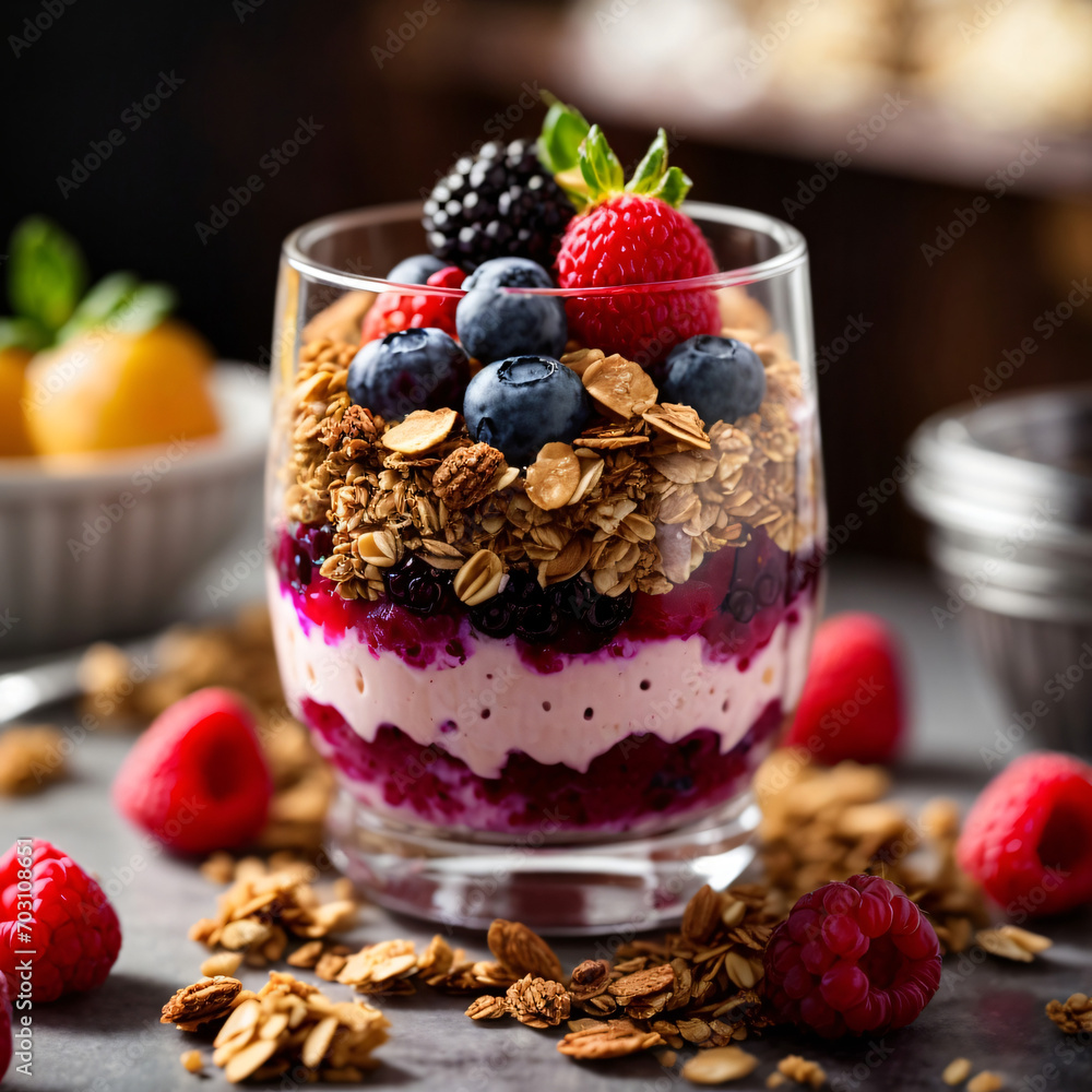 Mixed Berry Parfait - A Luscious Blend of Berries and Crunchy Granola