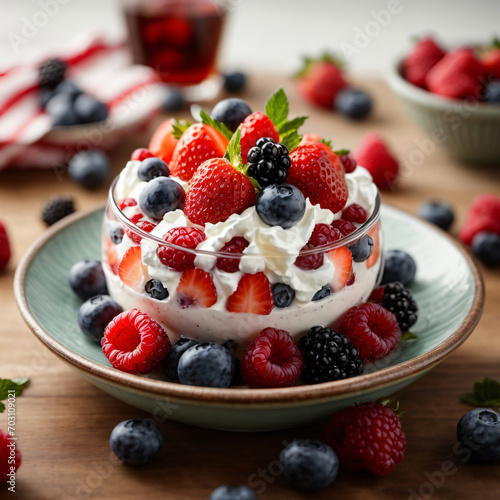 Patriotic Fruit Salad - Bursting with Berries and Clouds of Whipped Cream