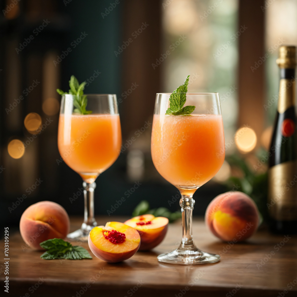 Peach Bellini Cocktails - Effervescent Bliss with Prosecco and Fresh Peaches
