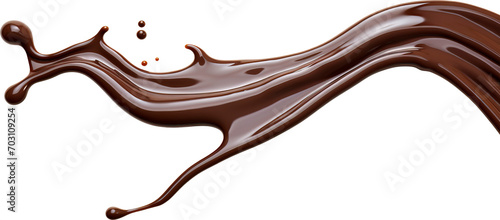 Chocolate splashes isolated on transparent background. PNG