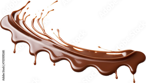 Melted chocolate dripping isolated on transparent background photo