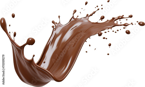 Melted chocolate dripping isolated on transparent background
