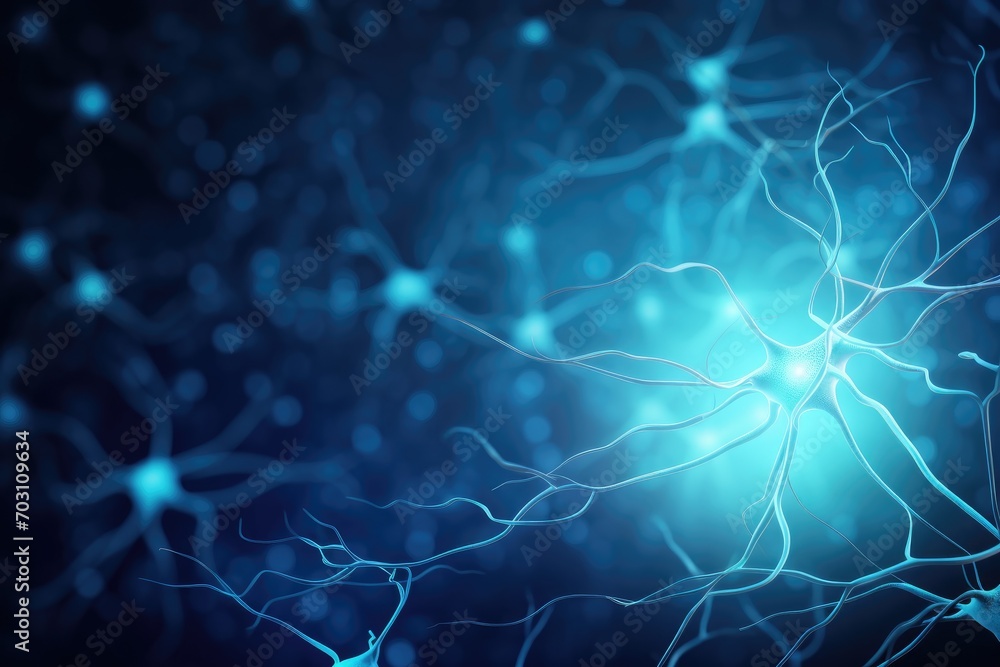 Neuron cell background. 3d rendering, 3d illustration, Neurons and the nervous system, Nerve cells background with copy space, AI Generated Neuron cell background. 3d rendering, 3d illustration, Neurons and the nervous system, Nerve cells background with copy space, AI Generated