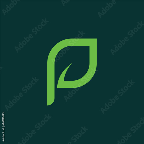 LETTER P LEAF ICON LOGO VECTOR