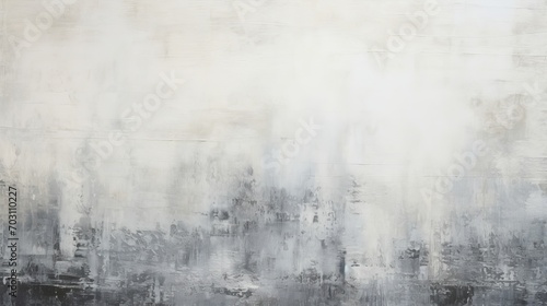 An abstract painting with grey and white colors