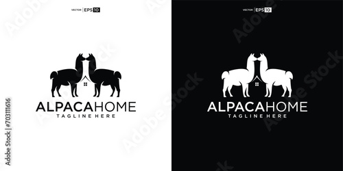 Alpaca house logo design illustration