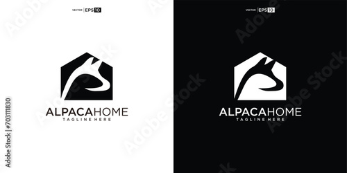 Alpaca house logo design illustration