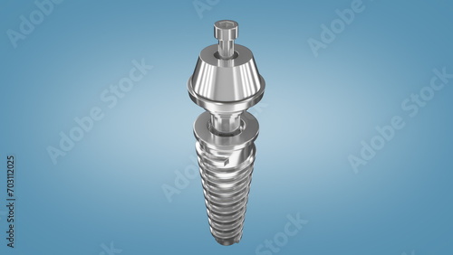 Dental implant construction. 3D animation. Dental care