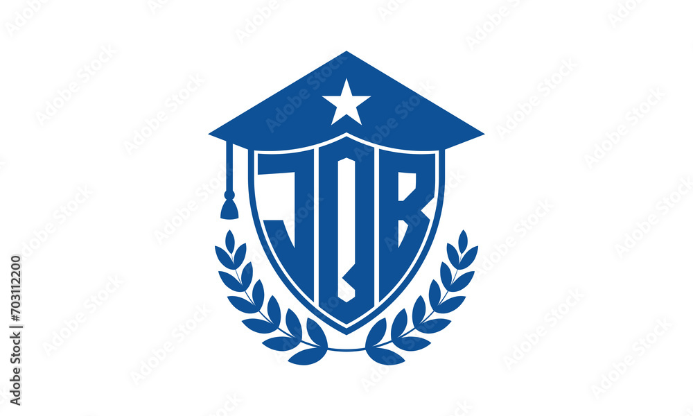 JQB three letter iconic academic logo design vector template. monogram, abstract, school, college, university, graduation cap symbol logo, shield, model, institute, educational, coaching canter, tech JQB three letter iconic academic logo design vector template. monogram, abstract, school, college, university, graduation cap symbol logo, shield, model, institute, educational, coaching canter, tech