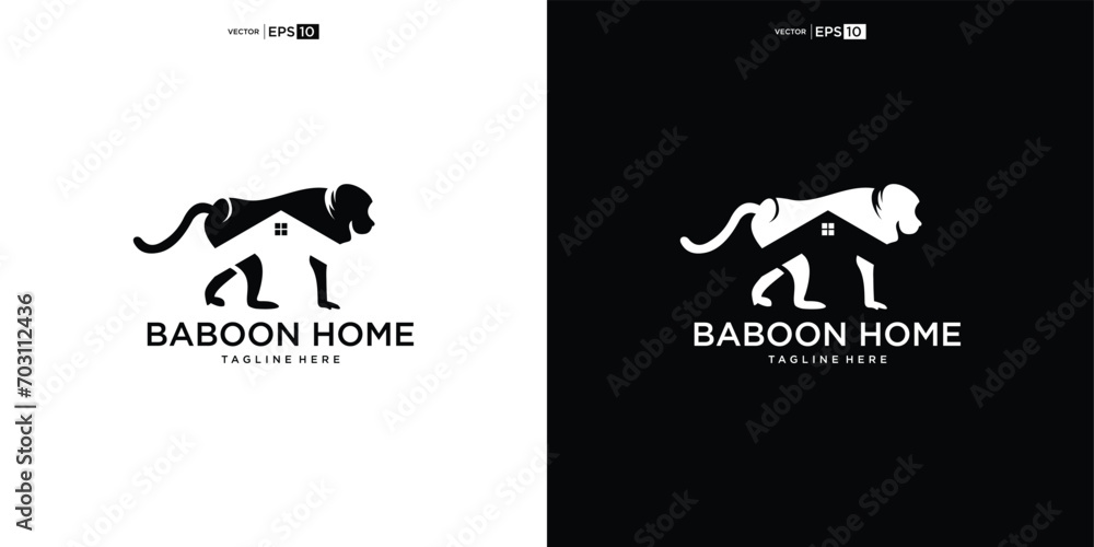 Creative, unique and modern monkey house logo vector design