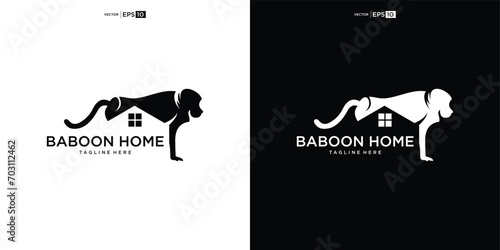 Photography Creative, unique and modern monkey house logo vector design