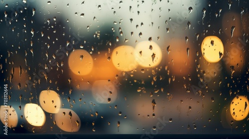 Rain Drops on a Window with Street Lights