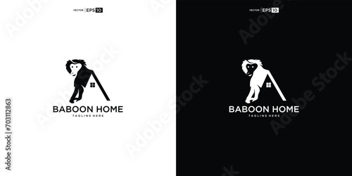 Photography Creative, unique and modern monkey house logo vector design