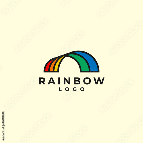 Rainbow cute and fun vector logo design