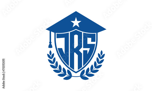 JRS three letter iconic academic logo design vector template. monogram, abstract, school, college, university, graduation cap symbol logo, shield, model, institute, educational, coaching canter, tech photo