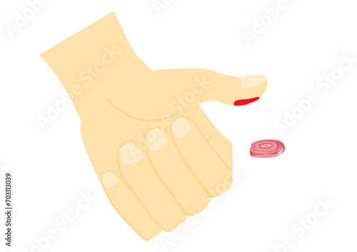 指に朱肉を付けて拇印を押す