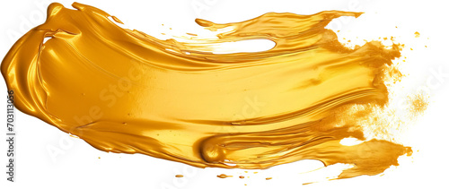 Golden brush streak isolated on transparent background. PNG