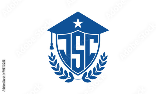 JSC three letter iconic academic logo design vector template. monogram, abstract, school, college, university, graduation cap symbol logo, shield, model, institute, educational, coaching canter, tech photo
