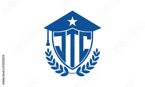 JTC three letter iconic academic logo design vector template. monogram, abstract, school, college, university, graduation cap symbol logo, shield, model, institute, educational, coaching canter, tech photo