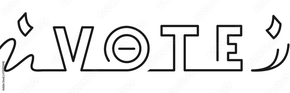 Vote Thick Outline Style Typography for General or Presidential Election Vote Thick Outline Style Typography for General or Presidential Election