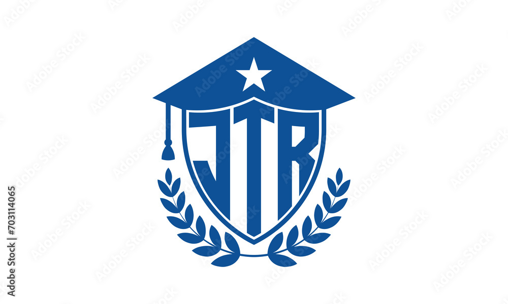 JTR three letter iconic academic logo design vector template. monogram, abstract, school, college, university, graduation cap symbol logo, shield, model, institute, educational, coaching canter, tech JTR three letter iconic academic logo design vector template. monogram, abstract, school, college, university, graduation cap symbol logo, shield, model, institute, educational, coaching canter, tech