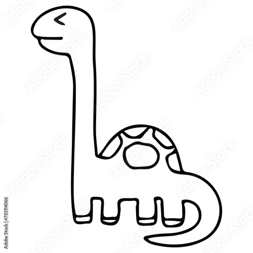 Cute dinosaur doodle with transparent background