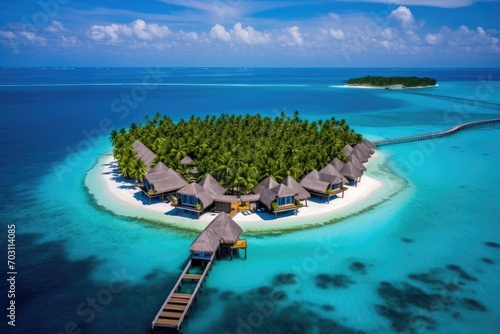 Aerial view of a small island in the Maldives at summer time  Maldives Islands Tropical  AI Generated