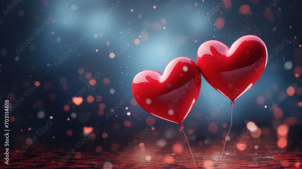 Shiny red heart balloons with sparkles on a dark romantic background, ideal for Valentine's Day or anniversaries. Shiny red heart balloons with sparkles on a dark romantic background, ideal for Valentine's Day or anniversaries.