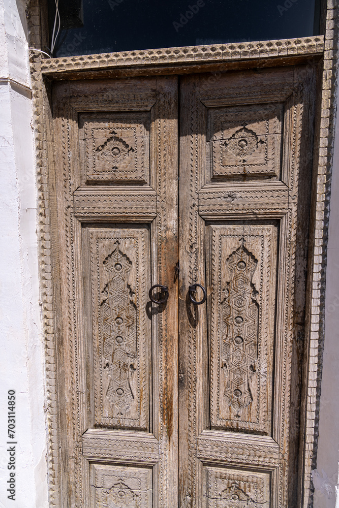 Door at Art Museum at the Ark of Bukhara, fortress in Bukhara city, Uzbekistan