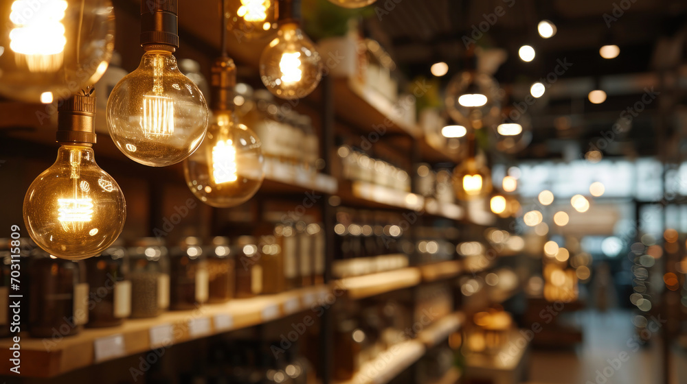 LED modern lights and bulbs on display in-store lighting department