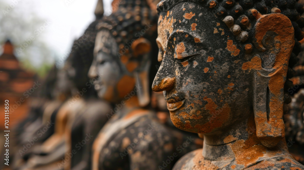 Ancient Buddha statues in various places Ancient Buddha statues in various places