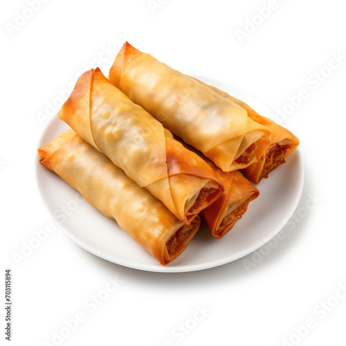 Spring rolls on white plate isolate on transparency background png