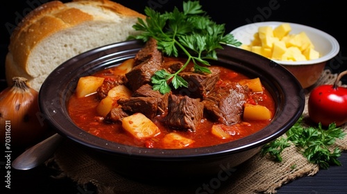 beef stew with vegetables and herbs