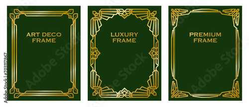 Art Deco frame, Art Deco golden frame, vintage gold frame, decorative frames, luxury frames, wedding banner label card geometric background vector illustration