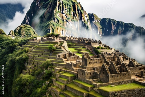 Machu Picchu, Peru, South America. The Inca citadel of Machu Picchu is one of the New Seven Wonders of the World, Machu Picchu, Peru, AI Generated photo