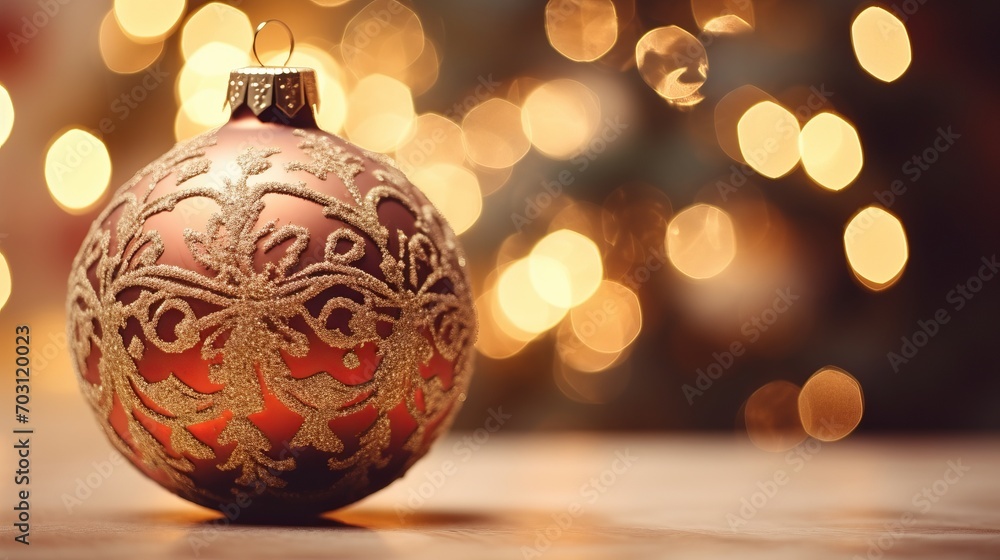 Close-Up of Christmas Ornament on Table Close-Up of Christmas Ornament on Table