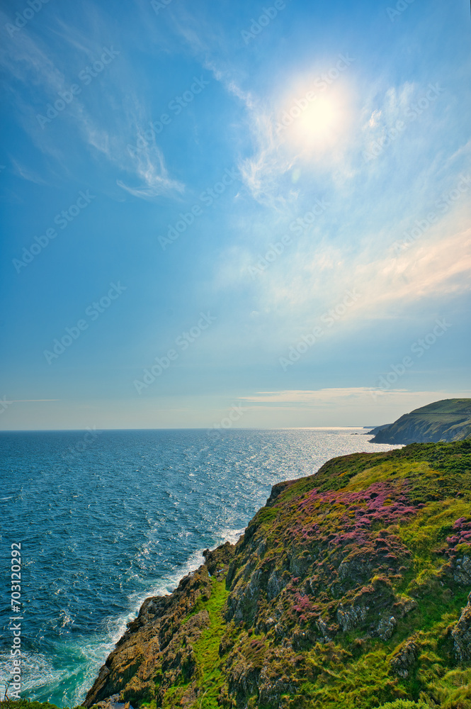Ocean View with flowers in Isle of Man 