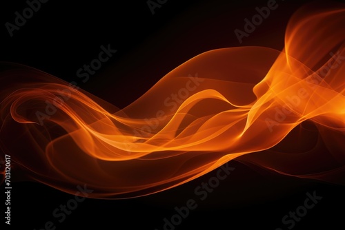 abstract background from the smoke of orange color on a black background, Orange smoke isolated on a black background, AI Generated