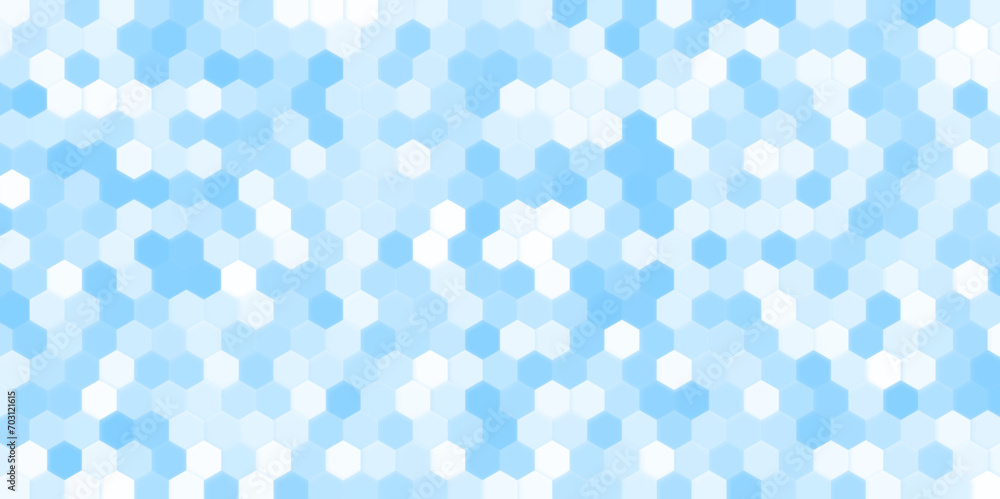 Abstract hexagons vector background. Blue geometric background. Hexagons mosaic. Vector seamless pattern.