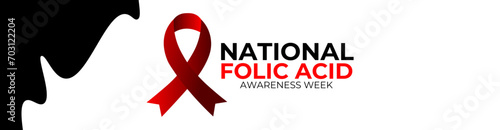 National folic acid awareness week. Vector web banner, poster, card for social media. Text National folic acid awareness week, vitamin B9, first Week in January. wellness, pregnancy, worldwide.