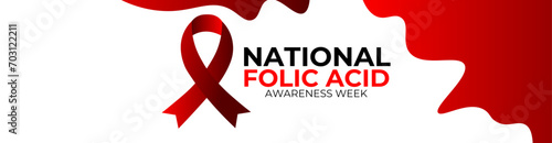 National folic acid awareness week. Vector web banner, poster, card for social media. Text National folic acid awareness week, vitamin B9, first Week in January. wellness, pregnancy, worldwide.