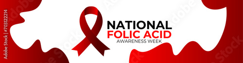 National folic acid awareness week. Vector web banner, poster, card for social media. Text National folic acid awareness week, vitamin B9, first Week in January. wellness, pregnancy, worldwide.