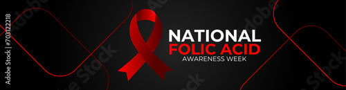 National folic acid awareness week. Vector web banner, poster, card for social media. Text National folic acid awareness week, vitamin B9, first Week in January. wellness, pregnancy, worldwide.