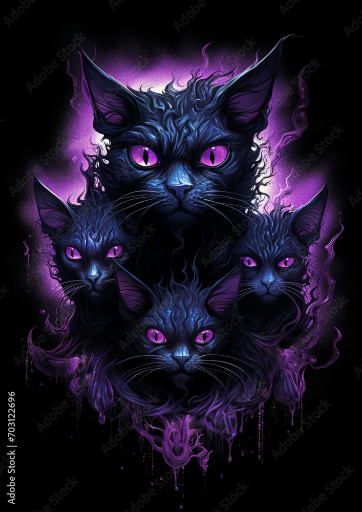 Whimsical Cat Art: Felines with Heads Stuck in the Air - Created using generative AI tools Whimsical Cat Art: Felines with Heads Stuck in the Air - Created using generative AI tools