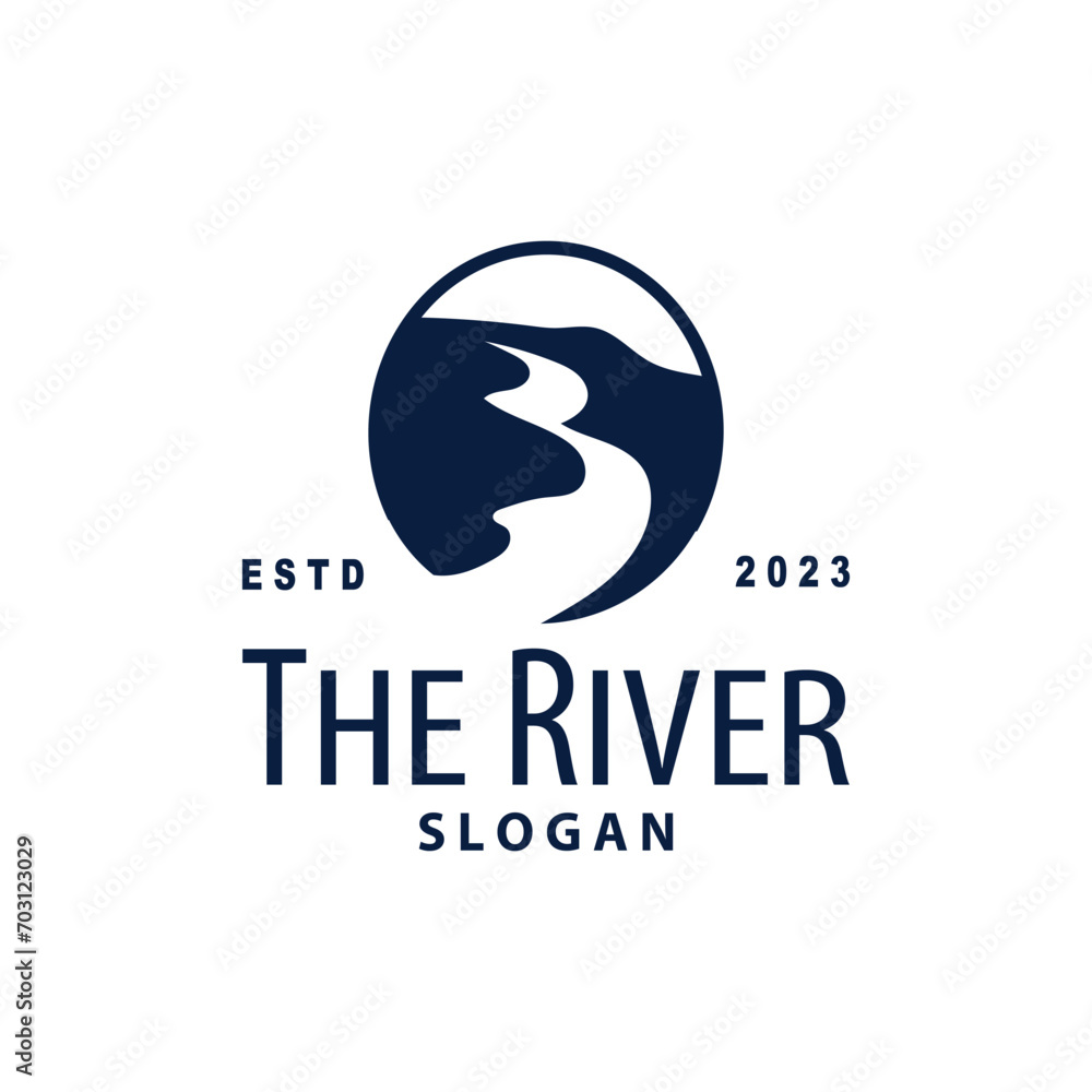 River logo, creeks, simple silhouette inspiration design river flow illustration template River logo, creeks, simple silhouette inspiration design river flow illustration template