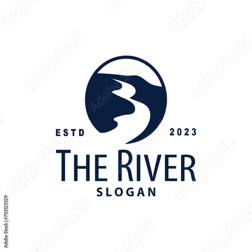 River logo, creeks, simple silhouette inspiration design river flow illustration template