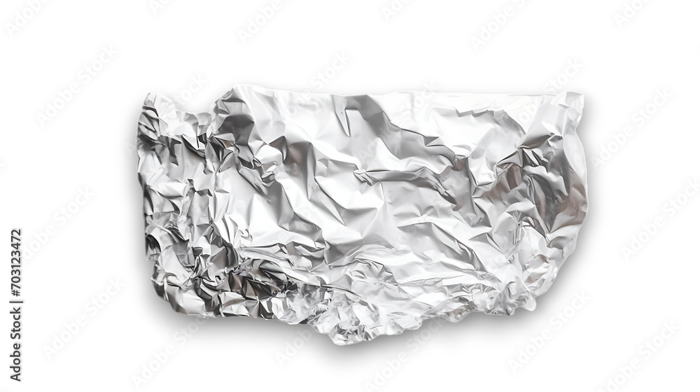 A rectangular, crinkled sheet of silver aluminum foil isolated on transparent background. A rectangular, crinkled sheet of silver aluminum foil isolated on transparent background.