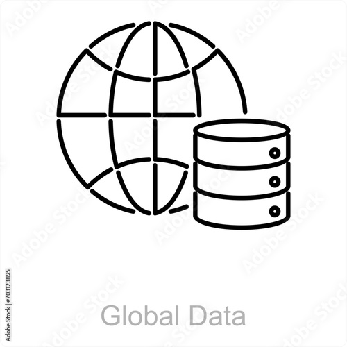 Global Data and global database icon concept